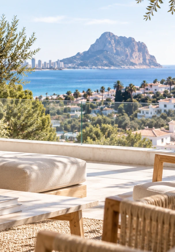 Escena mediterránea con vistas al mar y al Peñón de Ifach